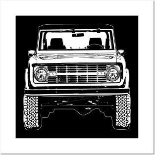 White 1974 Classic Bronco Sketch Art Posters and Art